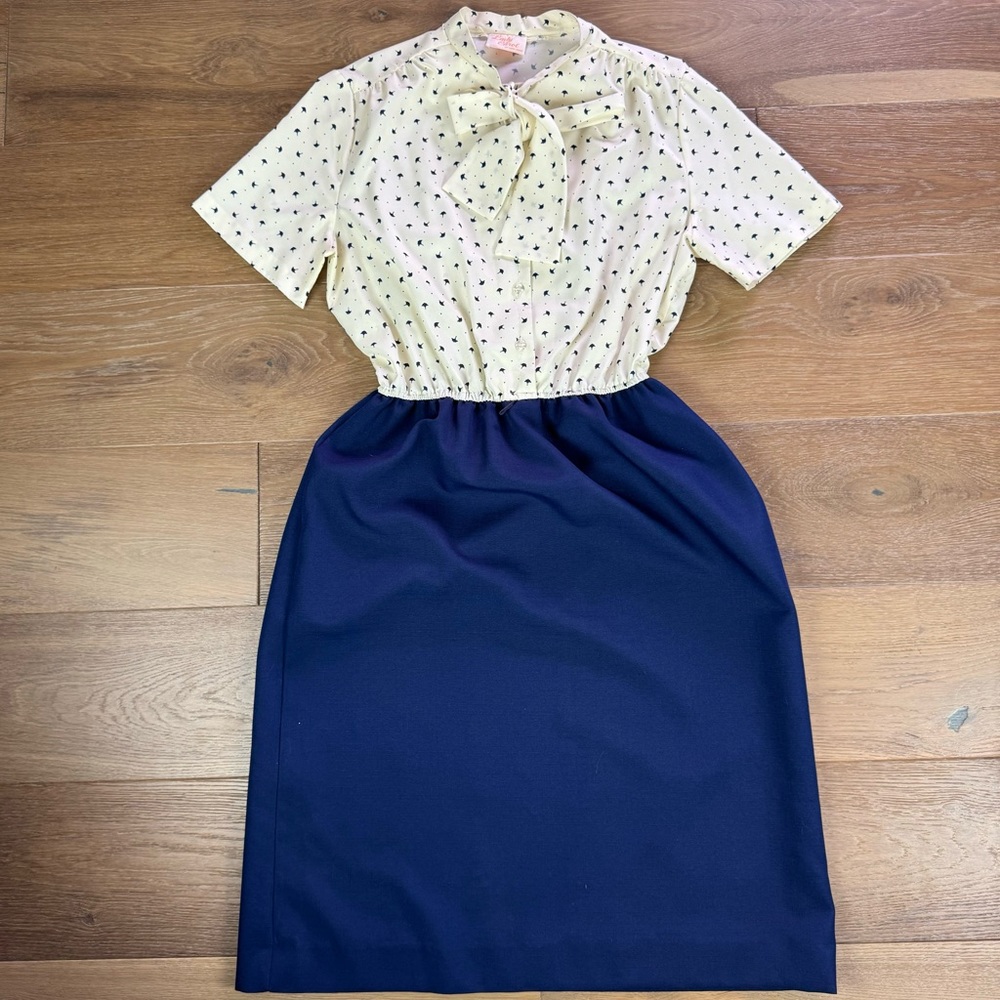 Vintage Lady Carol of New York Shirtwaist Secretary Dress Navy